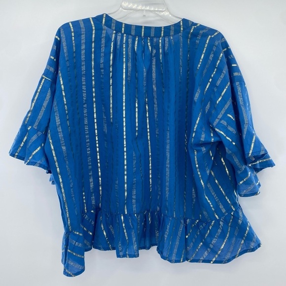 The Vetiver Collection Spanish Fly Top Blue Gold metallic size 6 - Picture 5 of 11